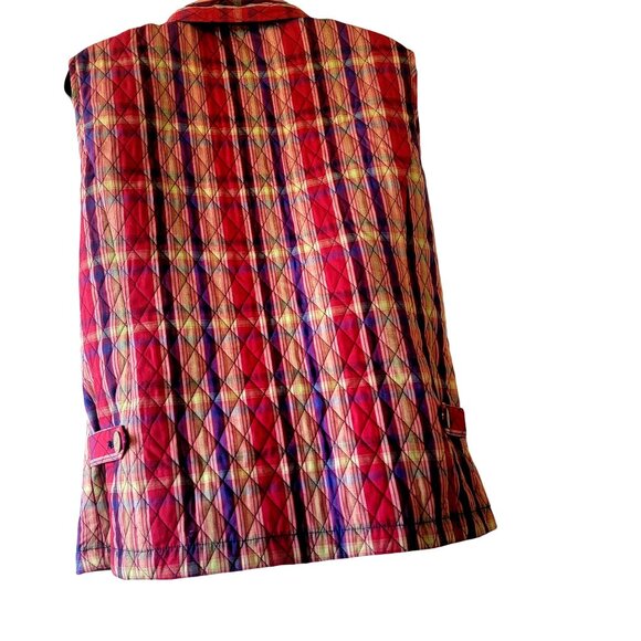 Vintage Womens Quilted Plaid Button-Up Vest  Cottagecore - Picture 2 of 13